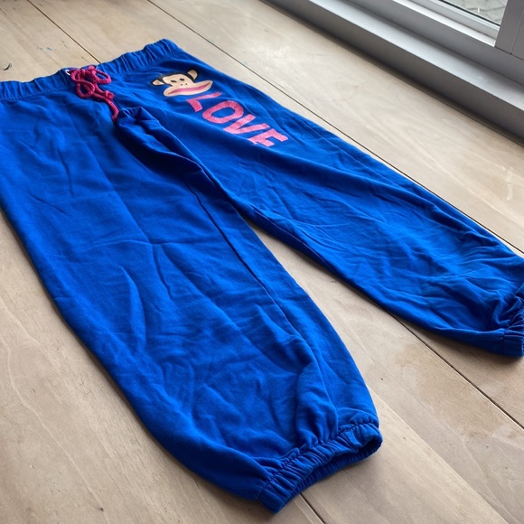 PAUL FRANK Low Rise Cropped Joggers Sweat Pants Monkey Love Print Size M - Picture 3 of 6
